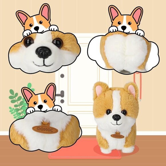 9.8" Faux  Fur Pillows Throw Plushie Dogs Pillow Doll for Kids - Picture 5 of 7